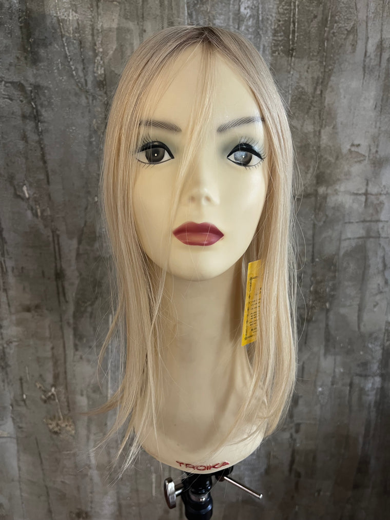 100% EUROPEAN PROCESSED HUMAN HAIR TOPPER 19" BLOND WITH SOFT ROOTS