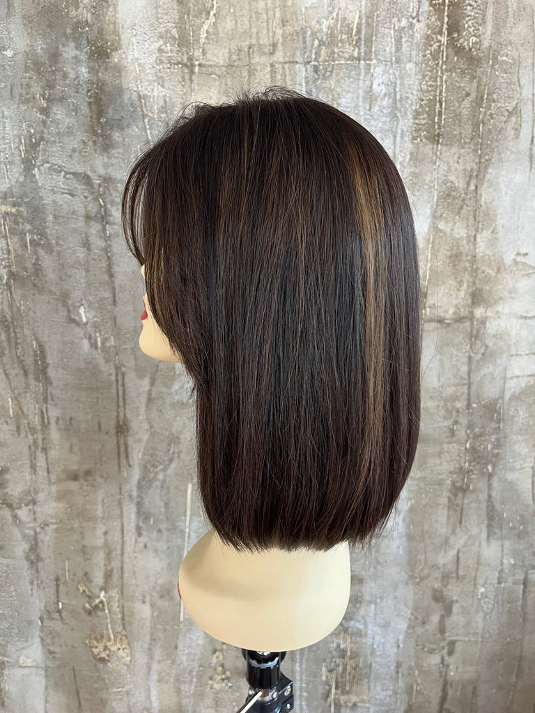100% EUROPEAN PROCESSED HUMAN HAIR 16.5" BROWN WITH HIGHLIGHTS