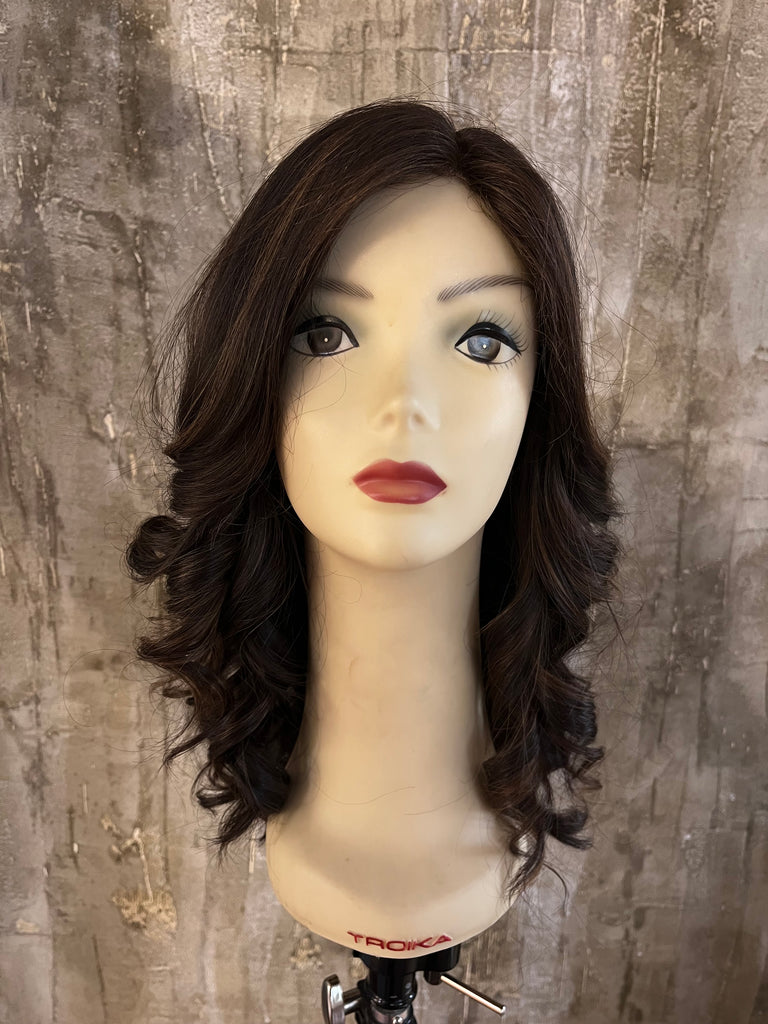 100% EUROPEAN VIRGIN HUMAN HAIR 20" BROWN WITH HIGHLIGHTS