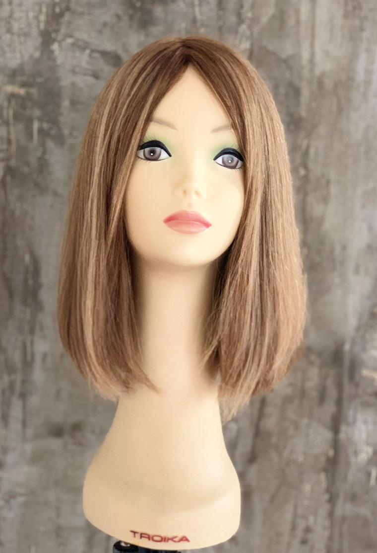 100% HUMAN EUROPEAN VIRGIN HAIR 14" ONE LENGTH HIGHLIGHTED BLOND