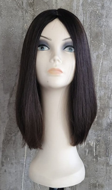 100% EUROPEAN VIRGIN HUMAN HAIR 16'' DARK BROWN WITH HIGHLIGHTS