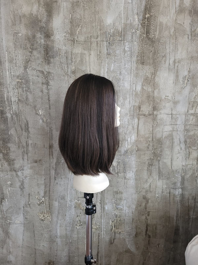 100% EUROPEAN VIRGIN HUMAN HAIR 16'' DARK BROWN WITH HIGHLIGHTS