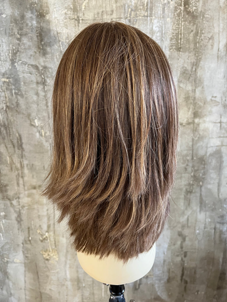 100% EUROPEAN PROCESSED HUMAN HAIR 16" LIGHT BROWN WITH BLOND HIGHLIGHTS